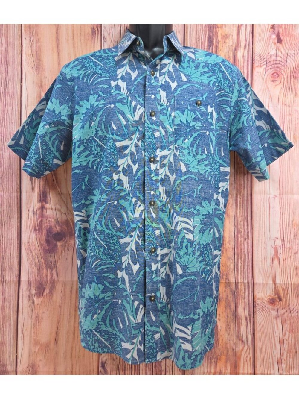 Travis Mathew Short Sleeve Blue Tropical Print Shirt Size Medium
